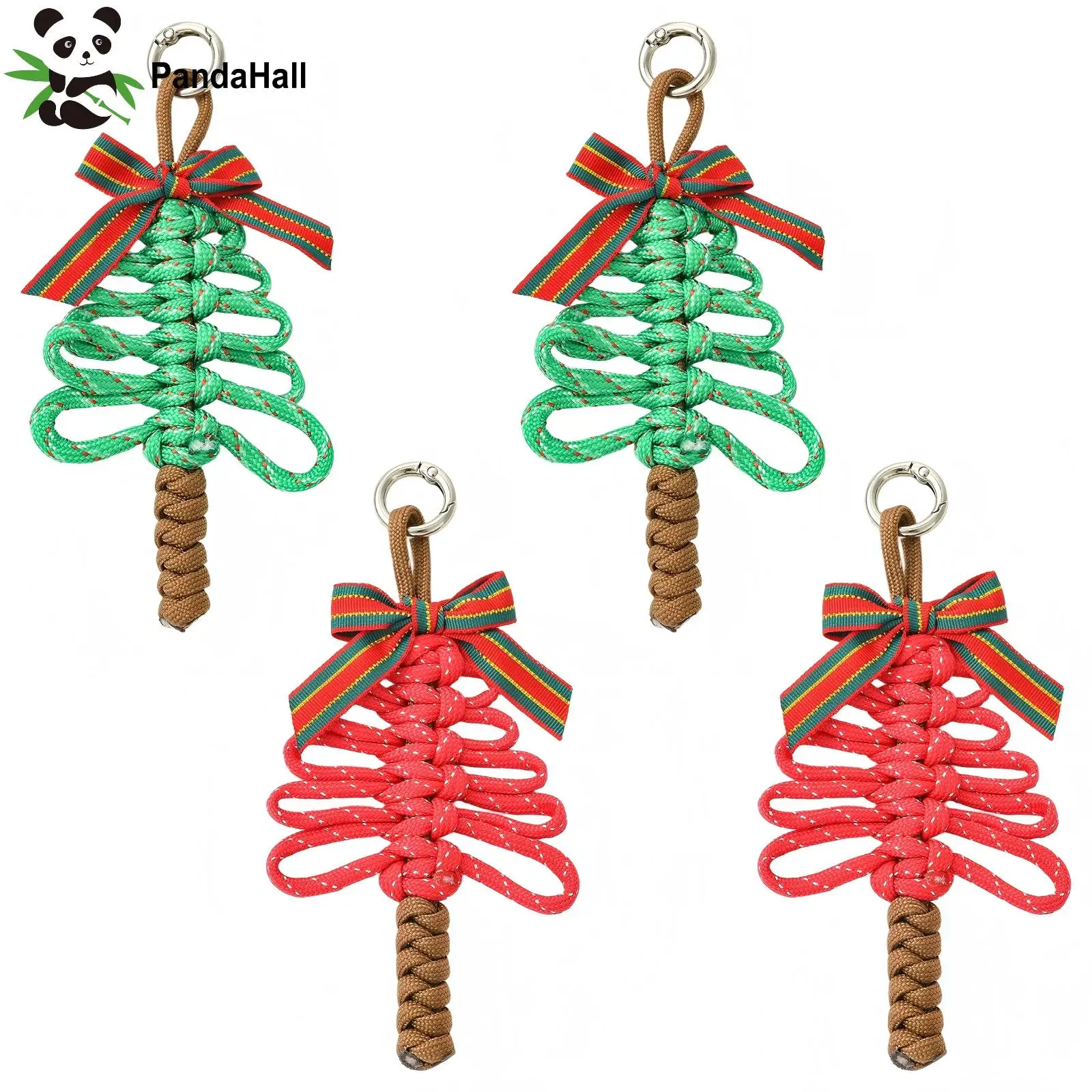 PandaHall 4 Stück 2 Farben Polyester/Spandex Weihnachtsbaum-Anhänger, 145-150x74mm für DIY Schmuckherstellung und Feiertagsbasteleien – Detail 1
