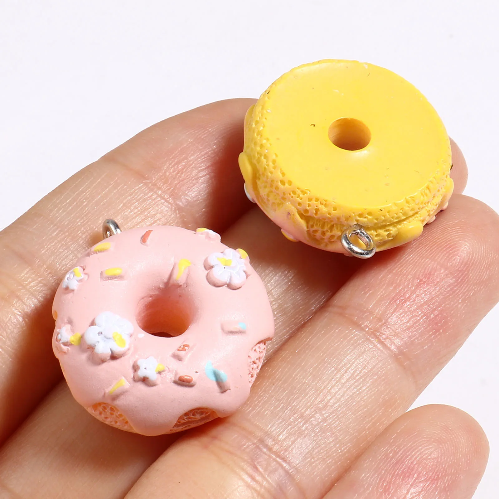 5 PCs Resin Pink Sweet Donut Pineapple Charms Pendants For DIY Earring Necklace Jewelry Making Accessories 26x23mm-24x21mm