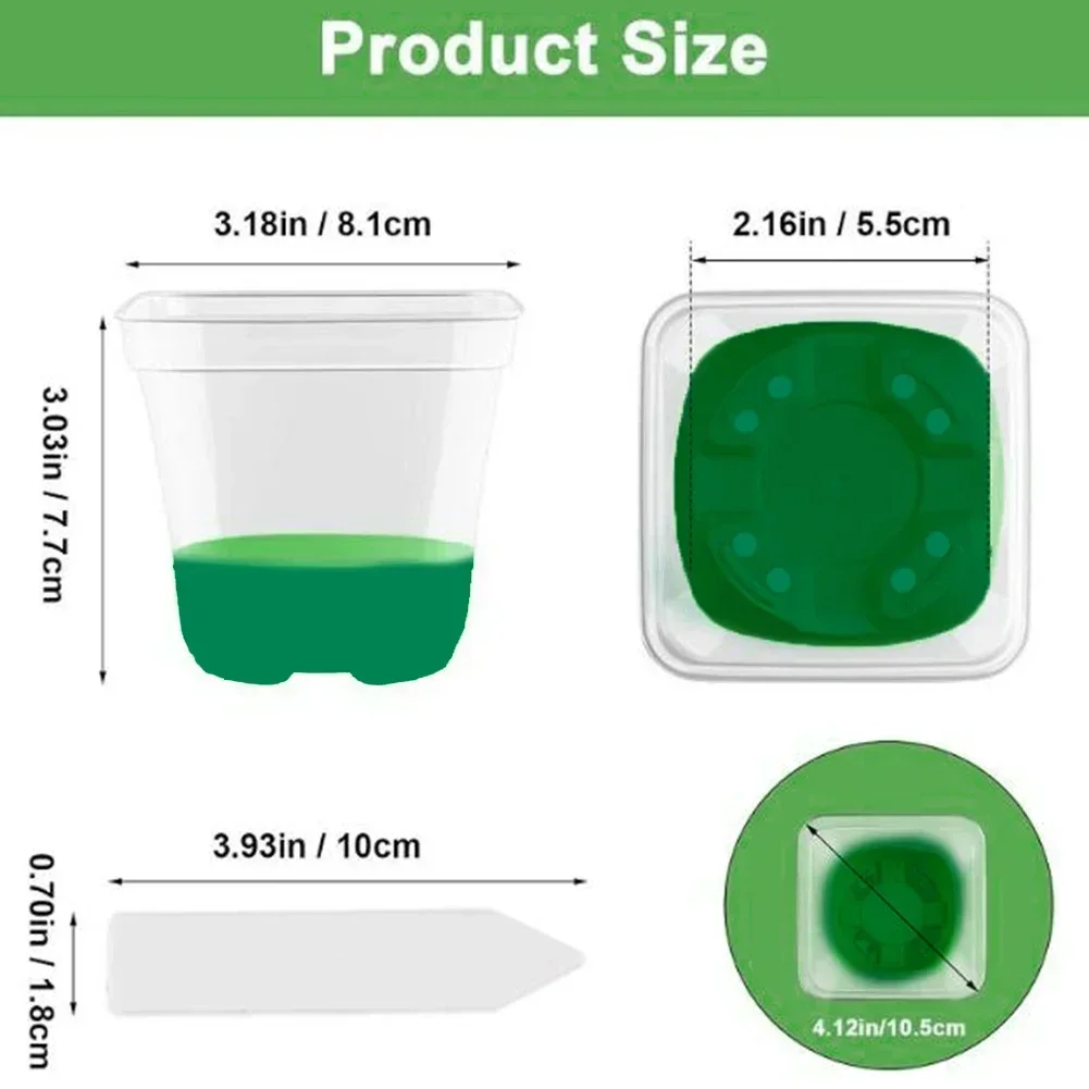 12Pcs Clear Plant Pots with Drainage Holes and Reusable Labels for Indoor and Outdoor Plant Start and Transplant