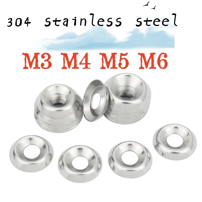 50-100pcs M3 M4 M5 M6 Gasket Concave Convex Tapered Spherical Cone Washer 304 A2-70 Stainless Steel 6# 8# 10# 12# Cup Washers