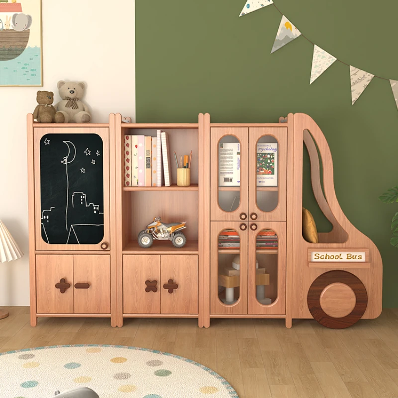 

Children's Reading Area Bookcase Floor Solid Wood Storage Cabinet