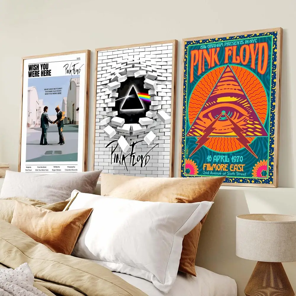Rock Band P-Pink F-Floyd Poster Minimalist Art Print Waterproof Poster for Home Office Bedroom Decor Aesthetic Gift