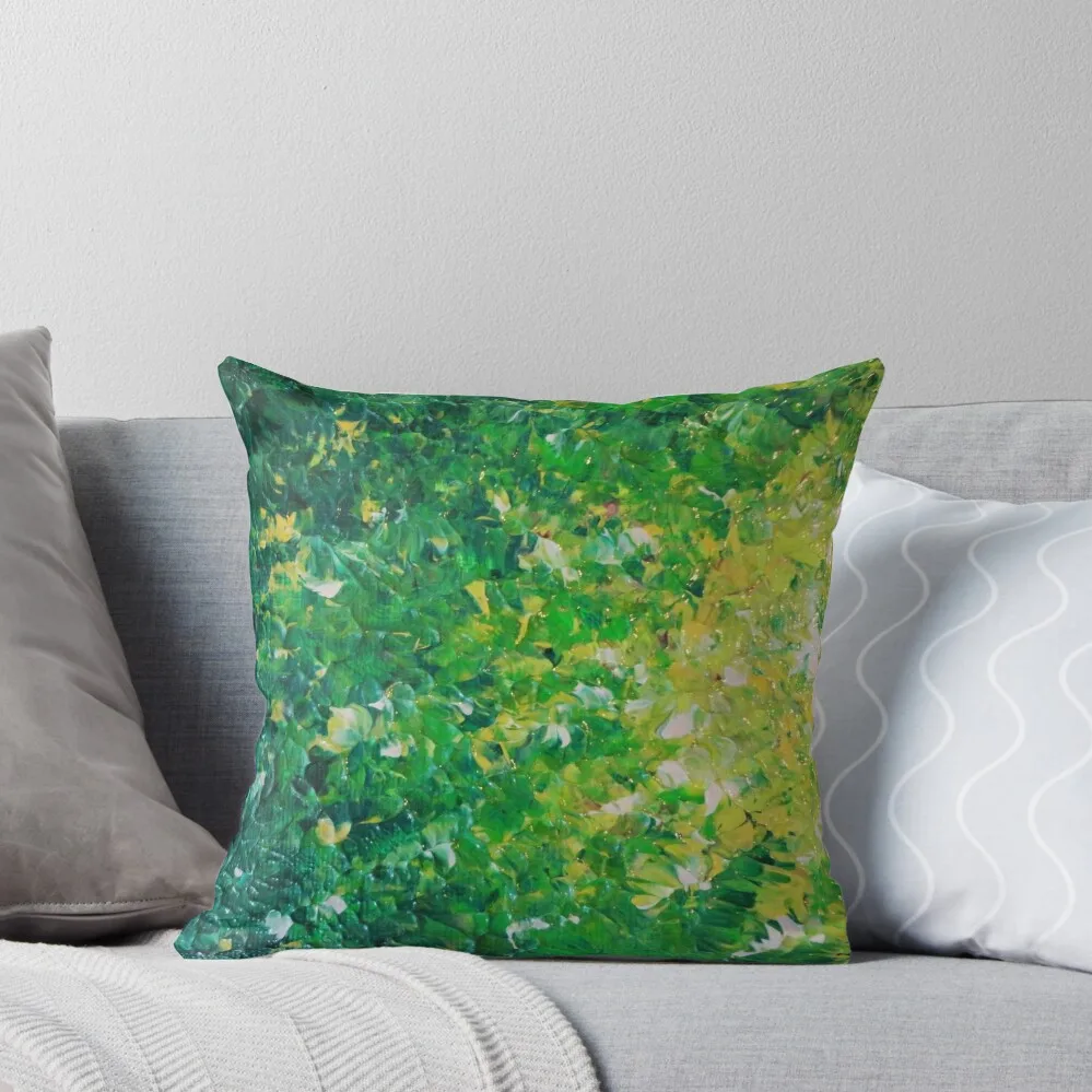 

LAKE GRASS - Original Acrylic Abstract Painting Lake Seaweed Hunter Forest Kelly Green Water Lovely Throw Pillow
