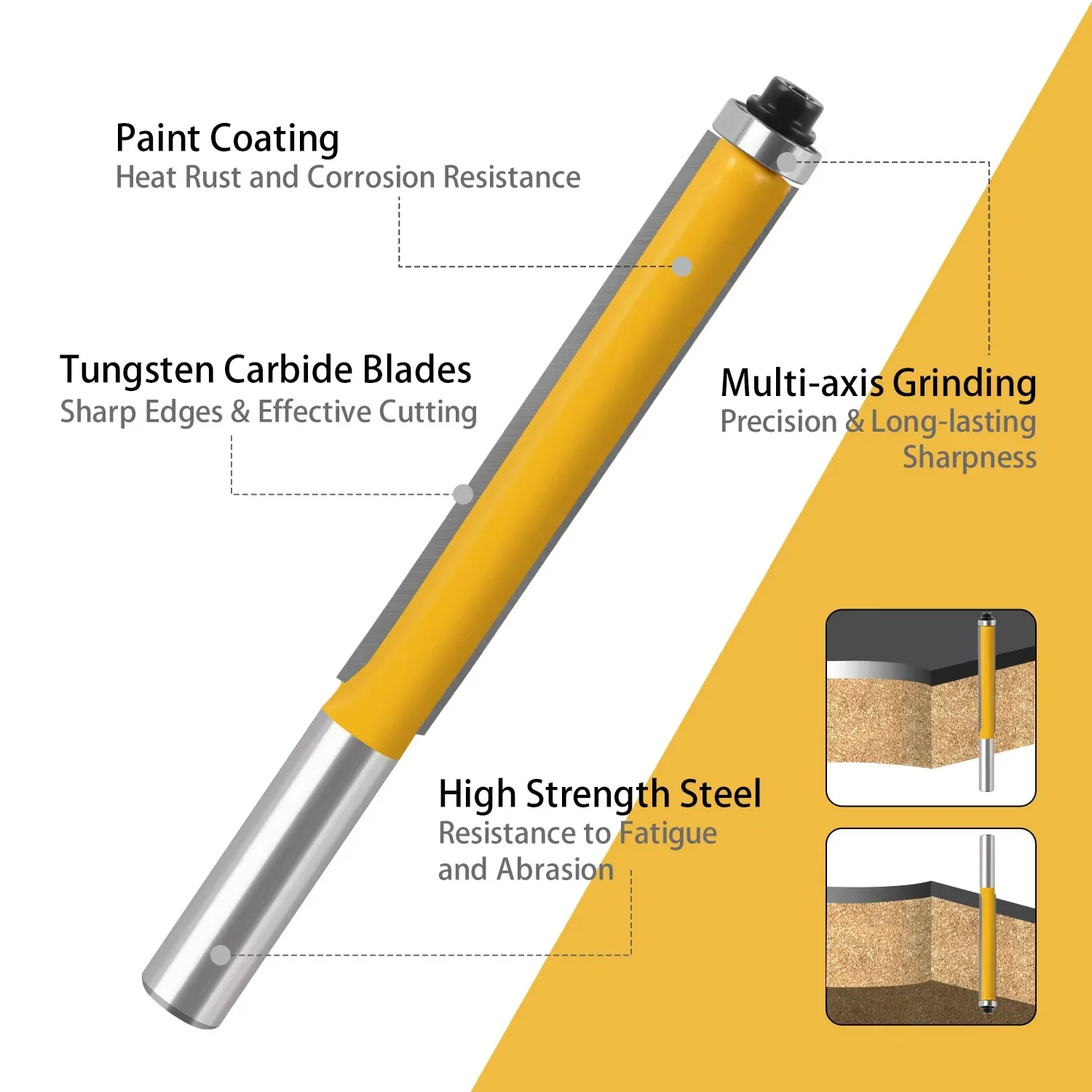 1PC 8MM Gambo Fresa Intaglio del Legno Lama Lunga Punta A Filo Trim Router Bit Cuscinetto Estremità per la Lavorazione Del Legno Utensile Da Taglio