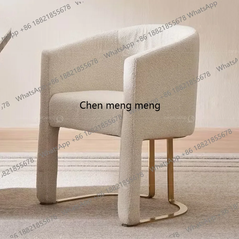 Z10Modern Dining Chair with High-End Feel for Commercial Restaurants, Hotels, and Beauty Salons, White Lamb Wool Backrest Chair