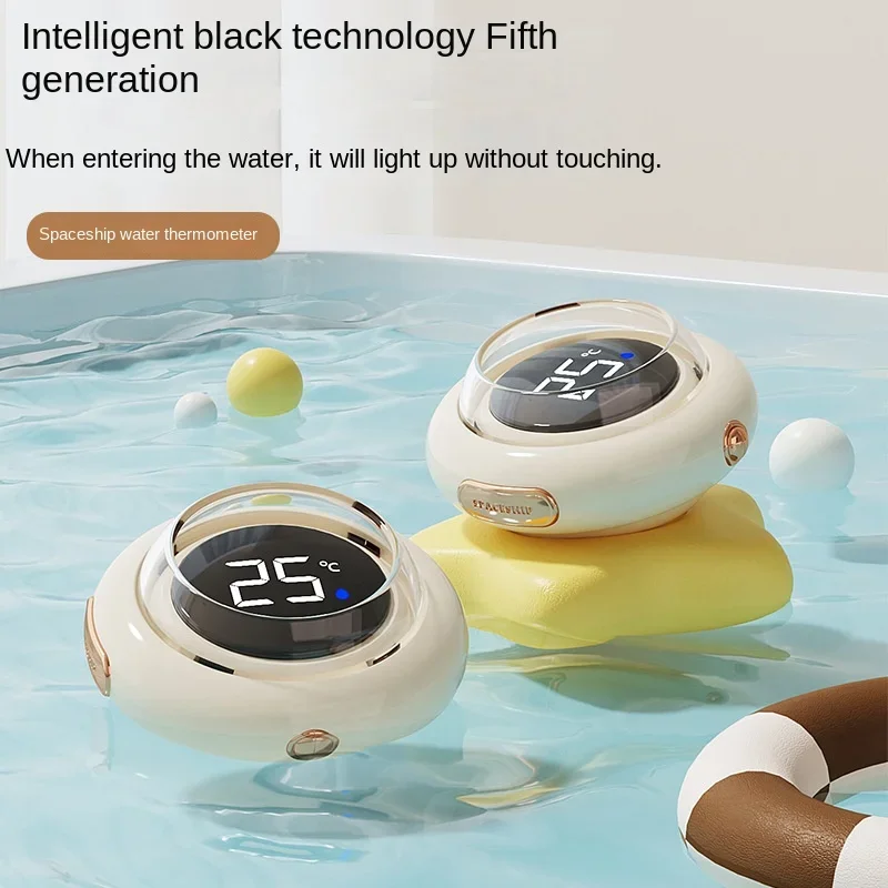 Baby Bath Thermometer Spaceship Design Digital Display Water Temperature Gauge Floating Toy for Newborn Infant