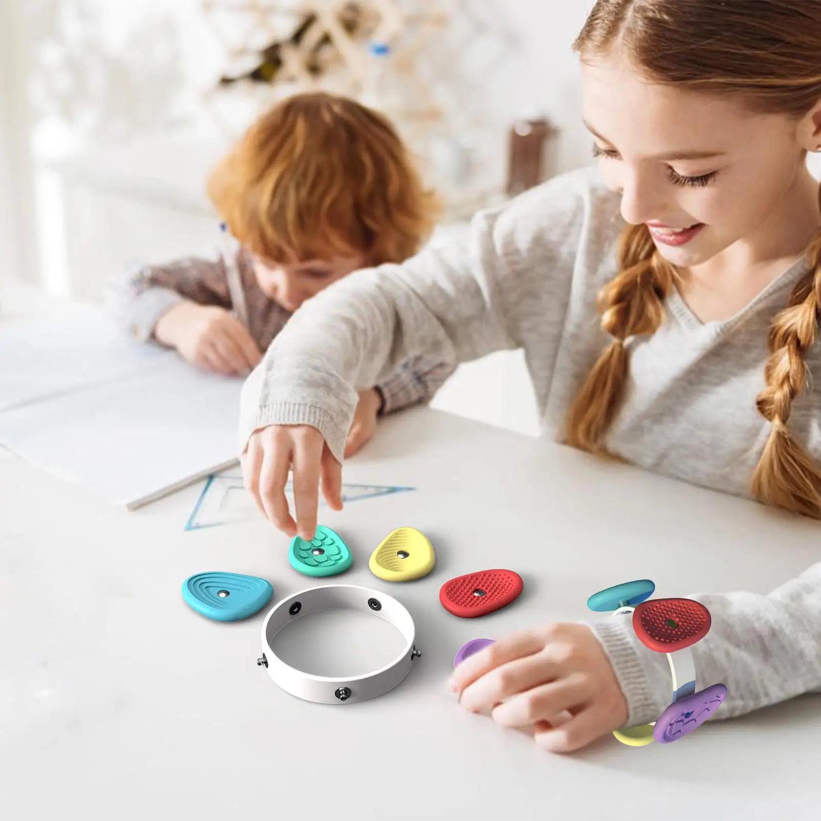 Fidget Stones Pinch Calming Relief Toy Portable Tactile Meditation Bracelet Toy For Kids School Gym Desk Travel Indoor Outdoor