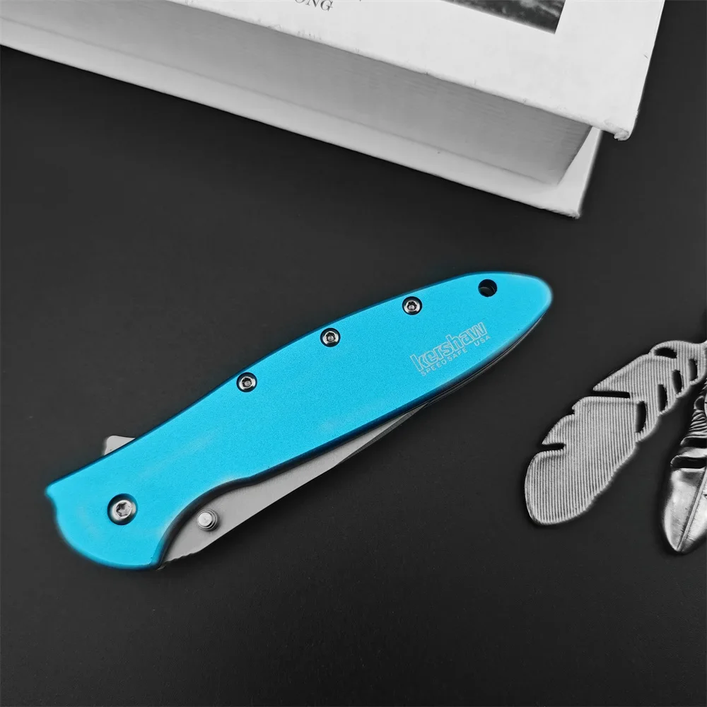 High Hardness KS 1660 Onion Leek Pocket Flipper Folding Knife 8Cr13Mov Blade Aluminum Alloy Handle Hunting Tactical EDC Tool