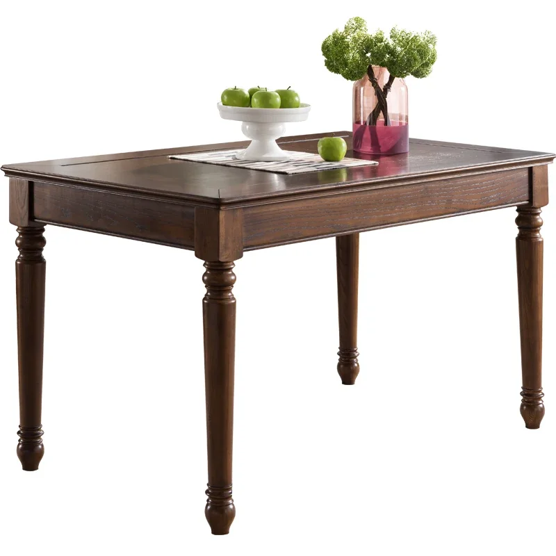 

Retro American country solid wood dining table living room ash wood dining table and chairs combination 4-6 people rectangular