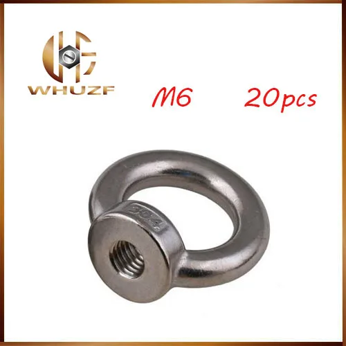 

20Pcs/Lot M6 304 Stainless Steel Lifting Eye Nut Ring Shape Nuts eye nuts CPC129
