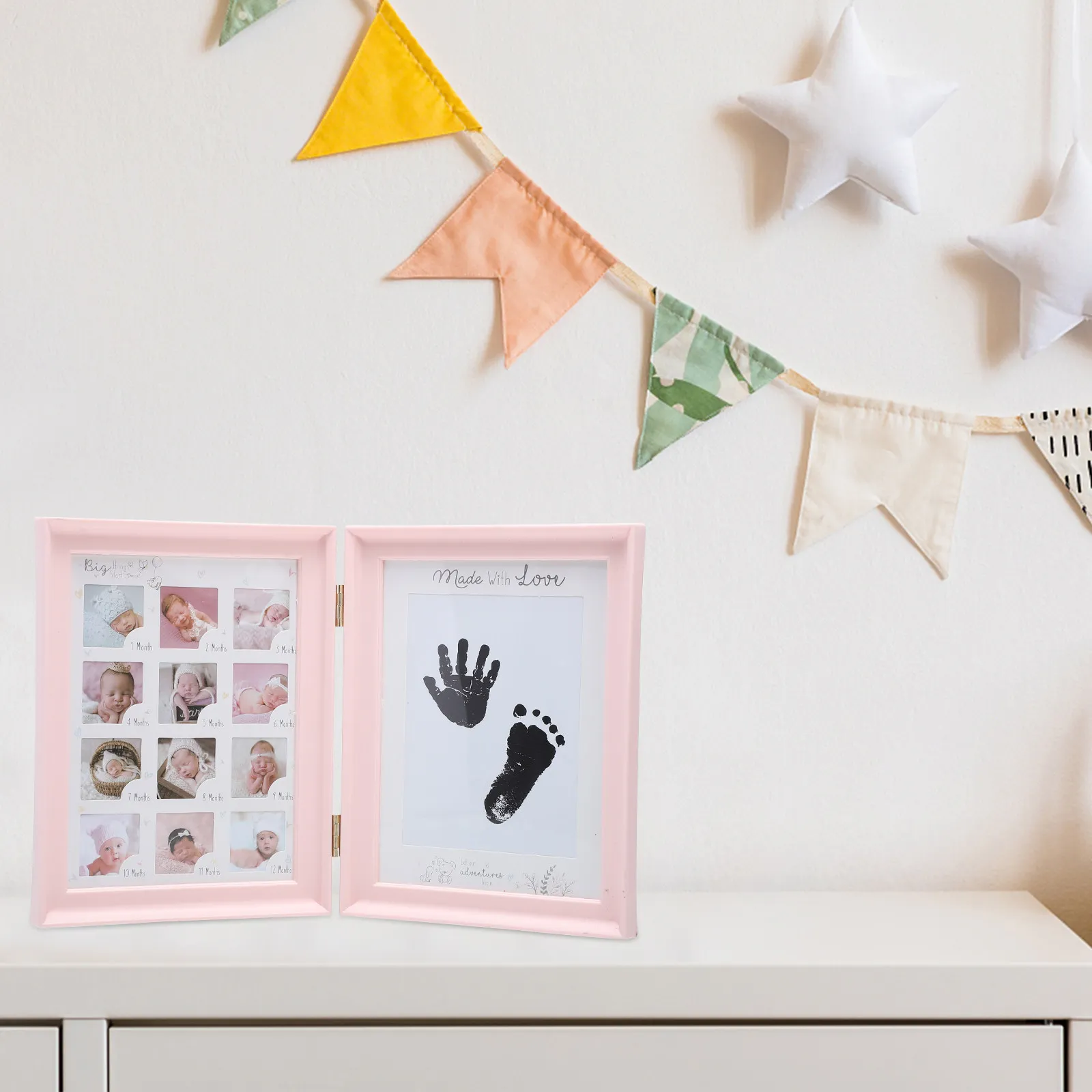 

1 шт. Фоторамка для отпечатков ручек и ножек малыша, прочная, для записи роста, для новорожденных, держатель для фотографий, памятный подарок, декор