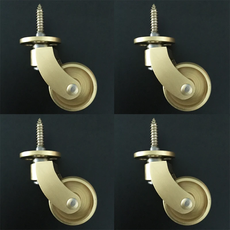 HOT 4PCS 1.25inches Solid Brass Castors Table Chair Sofa Couch Bar Feet Casters M6 Thread Furniture Rollers 360° Swivel Wheels