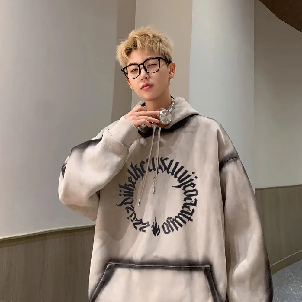 

Свободная мужская толстовка с капюшоном, большой размер 300, сум, окрашенная в стиле ретро замшевая ткань, осень-зима, повседневная верхняя одежда, дизайн Sense