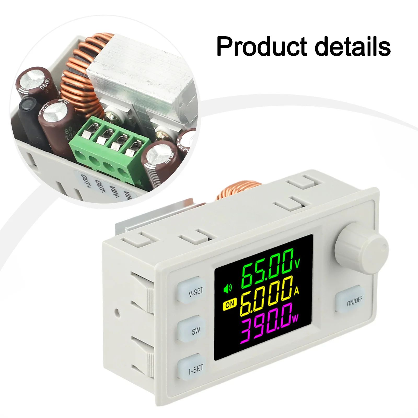 Dc Power Converter Lab Power Module 390W Power Converter Input Voltage Range 12-72V LCD Screen Display Output Current Range 0-6A