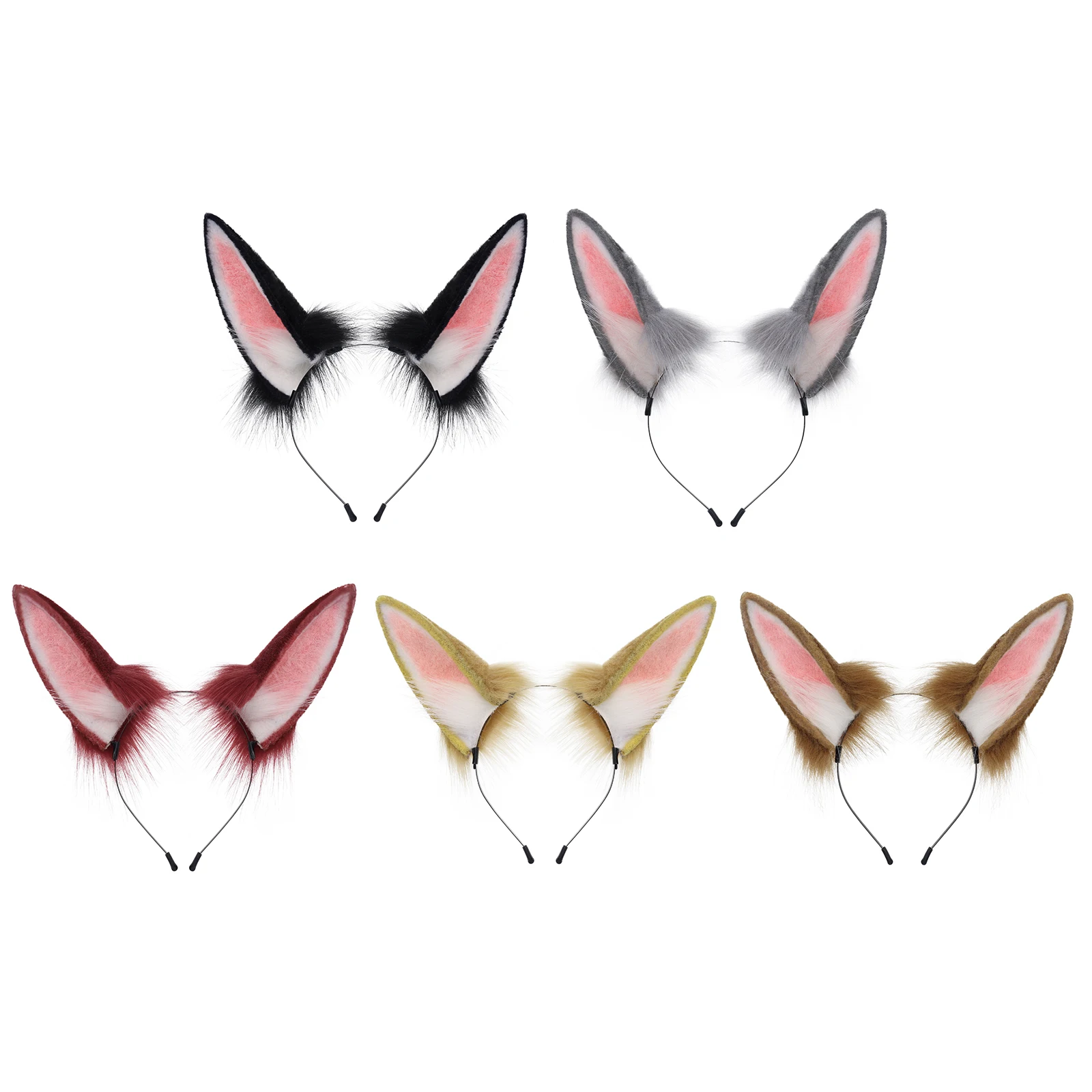 

Faux Fur Plush Animal Bunny Ears Headband Furry Cute Rabbit Headwear for Parties Cosplay Costumen Accessory