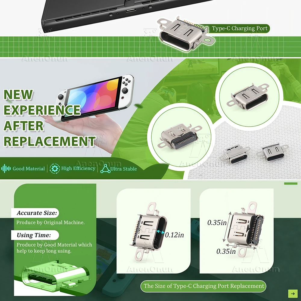Port ładowania USB-C do Switch OLED, złącze dokujące do konsoli Switch OLED, gniazdo zasilania, port zamienny do naprawy