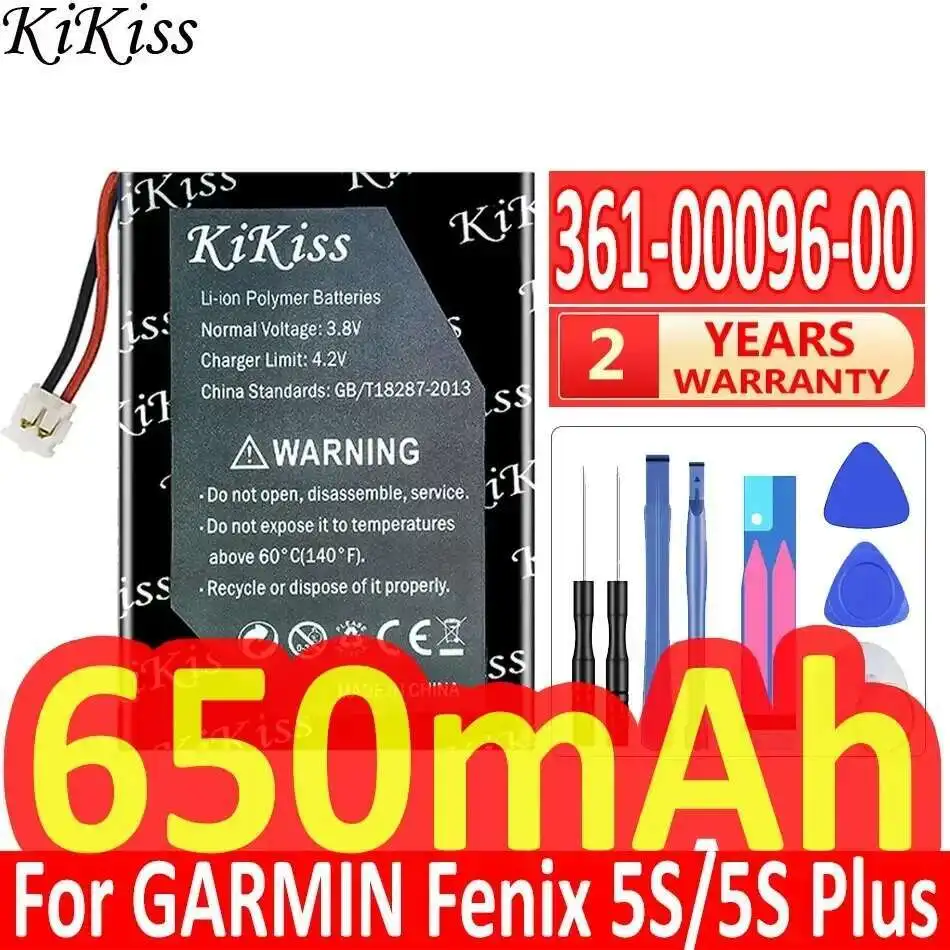 Stable 361-00096-00 Gps Battery 650Mah For Garmin Fenix 5S Plus