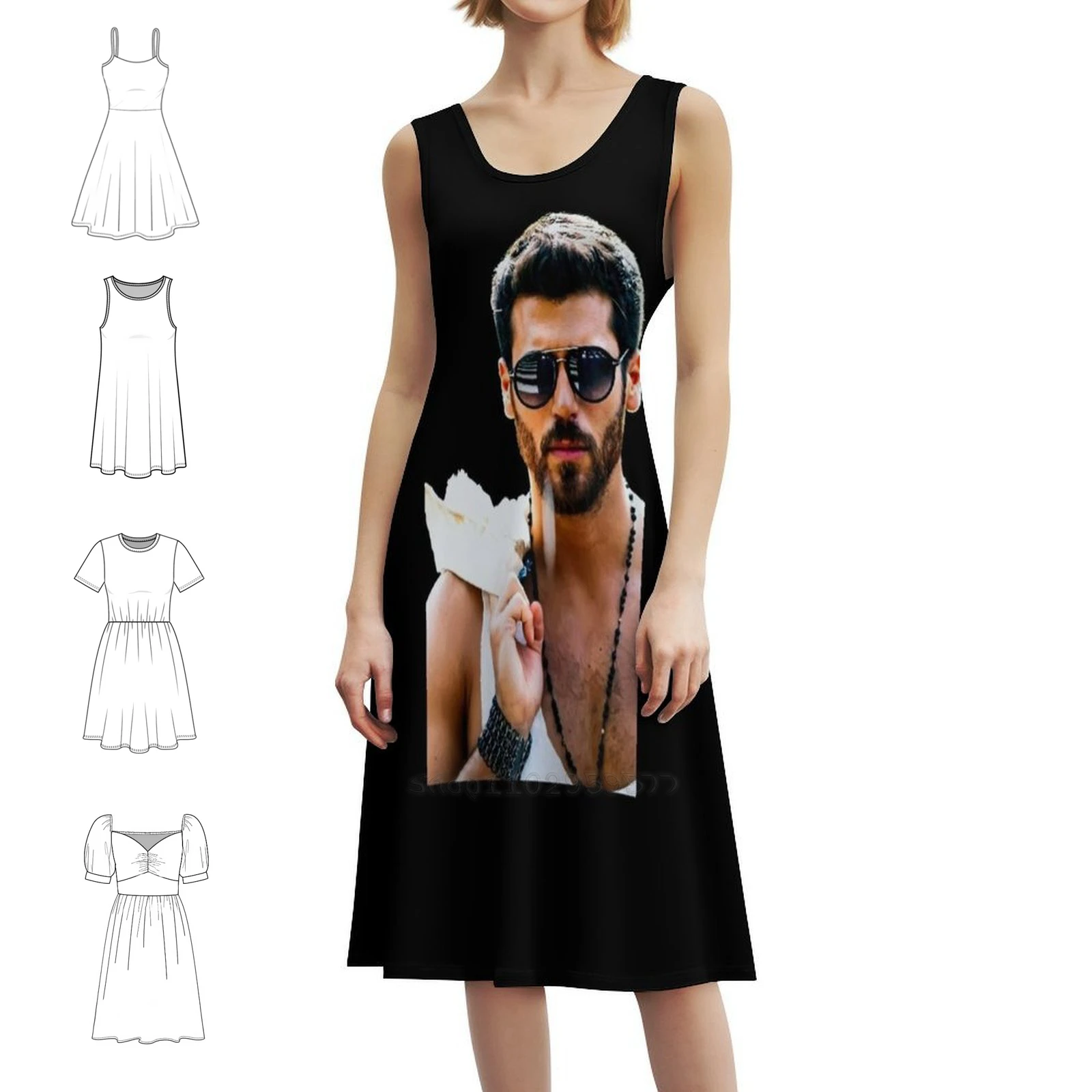 

Богемное платье без рукавов Young Can Yaman с несколькими принтами, пляжное праздничное платье для отдыха, женское платье Can Yaman Can Yaman