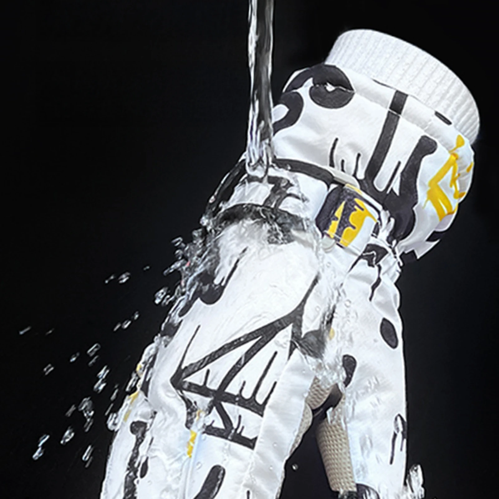 

Зимние лыжные перчатки для взрослых, модные плюшевые перчатки с граффити, утолщенные водонепроницаемые ветрозащитные варежки для езды на велосипеде, кемпинга