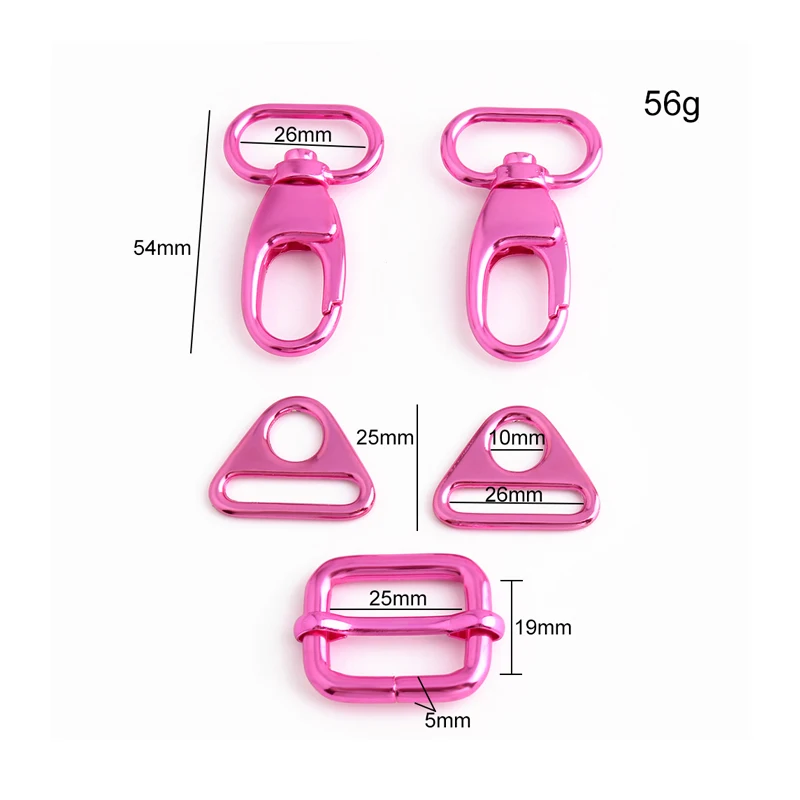 5PCS three styles pink multifunctional metal belt adjuster metal pet silder pin buckle messenger bag mountaineering buckle