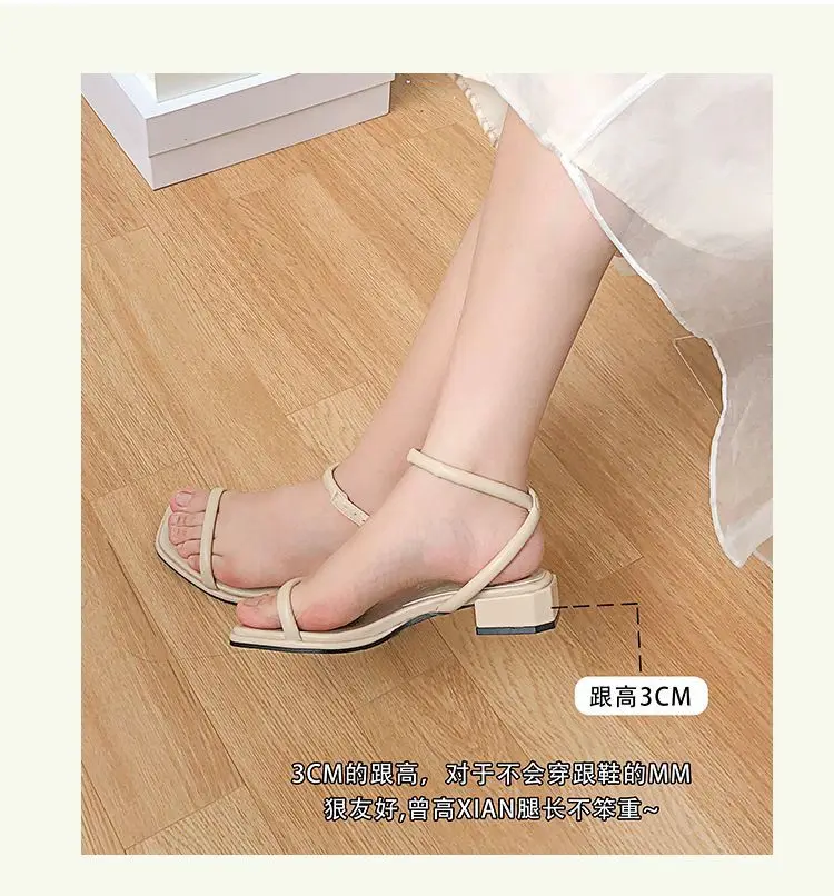 Women's Open Toe Chunky Low Mid Heel Wide Summer Flatform Comfortable Casual Walking Vegan Flat Shoe with Adjustable Ankle Strap