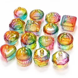 1pcs Colorful Nail Art Acrylic Powder Crystal Liquid Glass Cup Dappen Dish Bowl With Cap Manicure Holder Equipment Tools