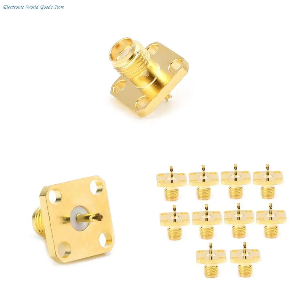 A3PD 10pcs SMA Female Chassis Panel Mount 4 Hole Post Terminal RF Connector Coaxial A