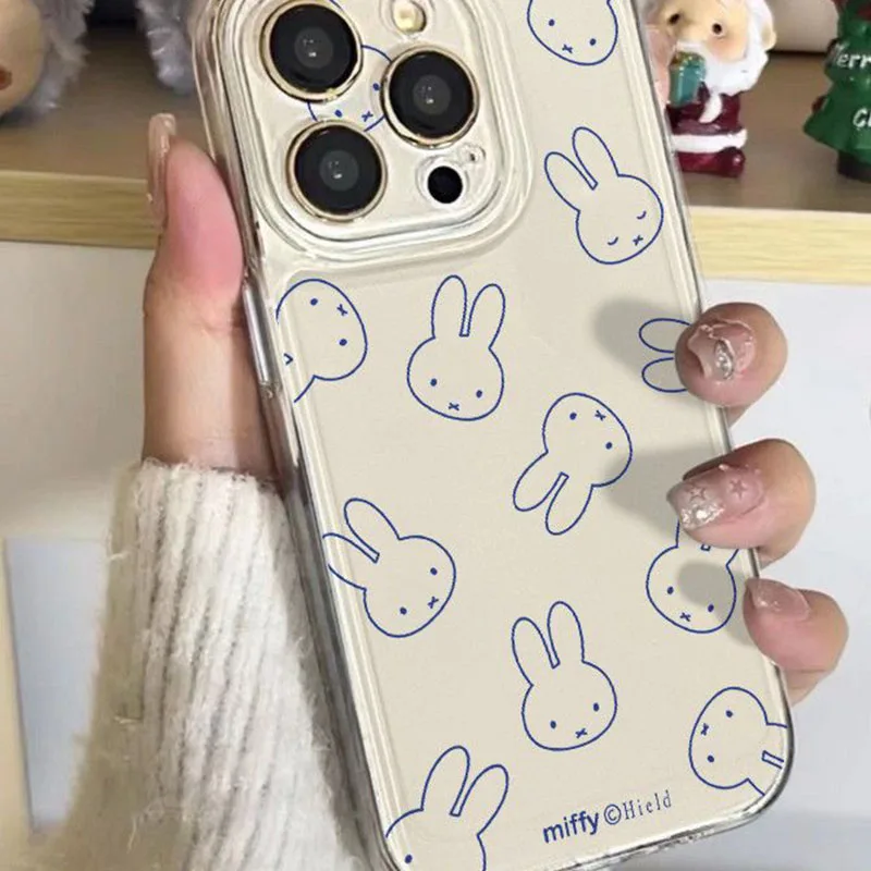 Cute Miffy Rabbit Clear Phone Case Ultra Thin Transparent Shockproof Protective Cover for IPhone 17 16 Kawaii Cartoon Case Gifts