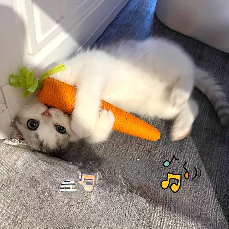 Cat Toys Cute Carrot Bell Baby Cat Bite Resistant Teeth Grinding Claw Self Hi Relieving Fun Tool Cat Supplies Cat Stick