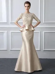 Robe élégante en dentelle sirène/trompent, pour la mère de la mariée, tenue de soirée formelle, à volants, été 2023