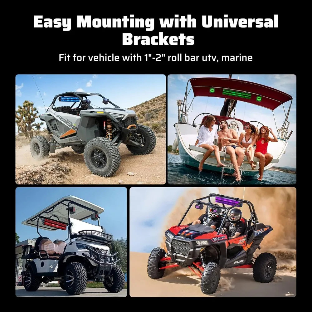 شريط صوت ستيريو UTV 2.1CH (مضخم صوت) ومكبرات صوت، 26 بوصة بلوتوث ATV مكبرات صوت مع أضواء RGB