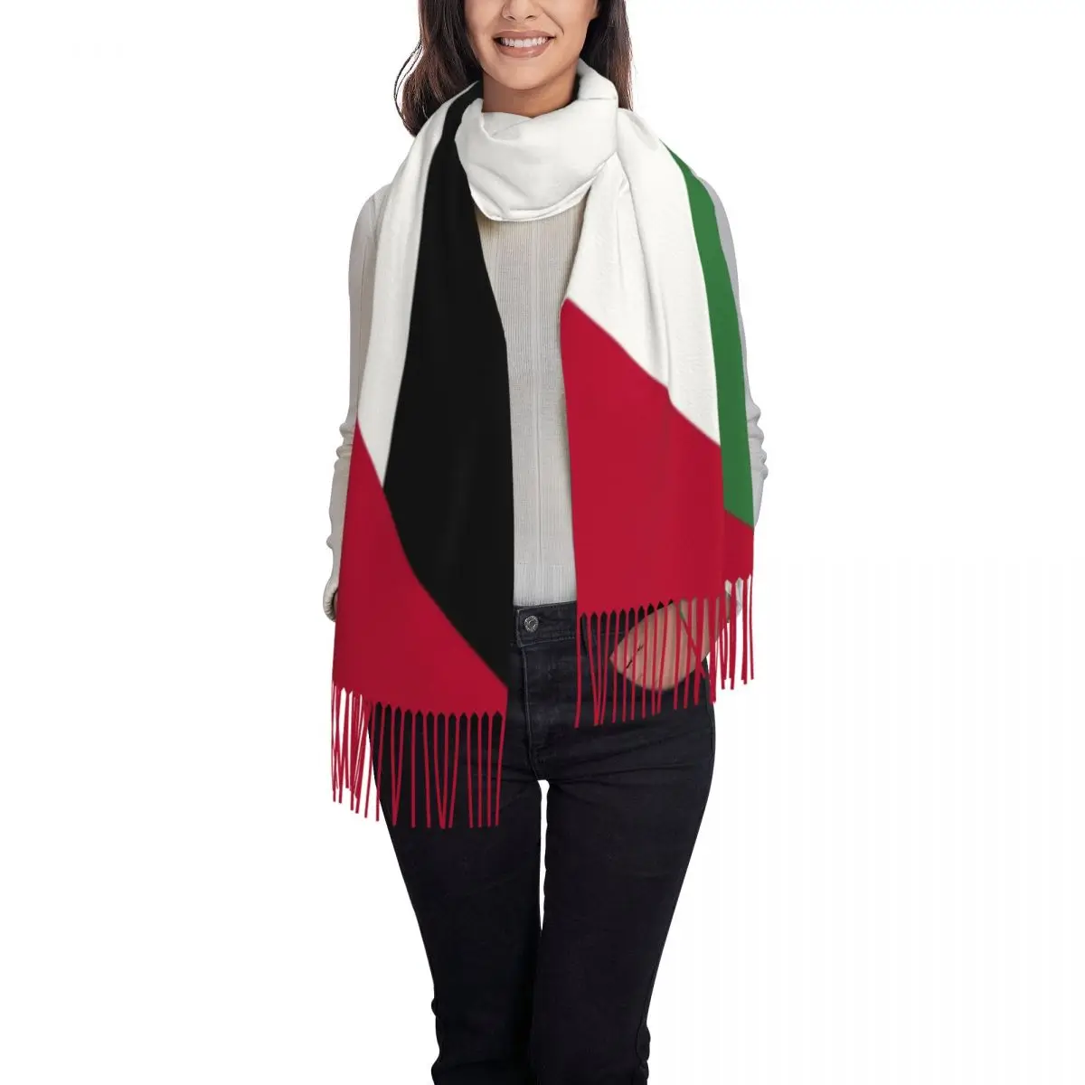 Sciarpa con nappe bandiera palestina donna morbida sciarpa patriottica con scialle da donna sciarpe autunnali invernali