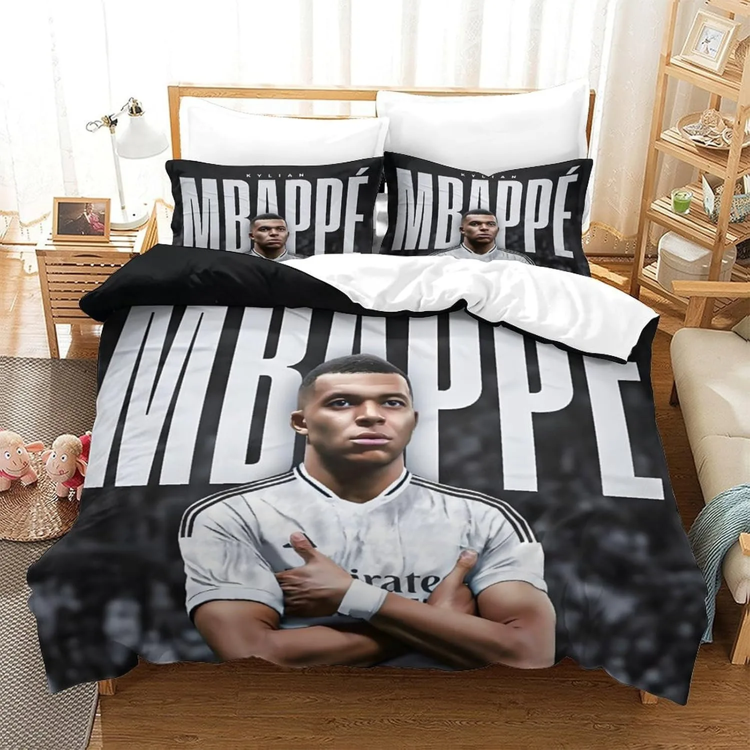 K-Kylian Mbappé Bedding Set Football Star Bedding 2/3pcs Sets Duvet Cover Anime Bedroom Bedclothes Pillowcases