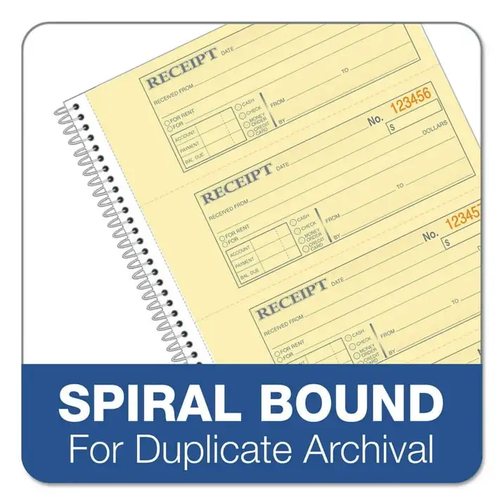 Cardinal Tops Money/Rent Receipt Book, 7 1/8" x 2 3/4", 2-Part Carbonless, 200 Sets per Book