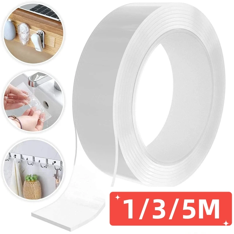 1/3/5M Nano Tape Double Sided Tape Transparent No Trace Reusable Strongly Sticky Waterproof Adhesive Tape Home Wall Tape