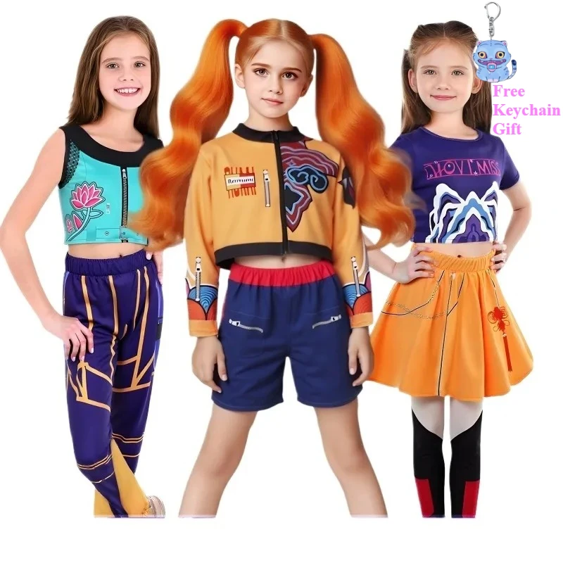 

Anime Demon Hunters Cosplay Costume Girls Group Rumi Zoey Mira Kpop Singers Stage Performance Outfits Halloween Carnival Party