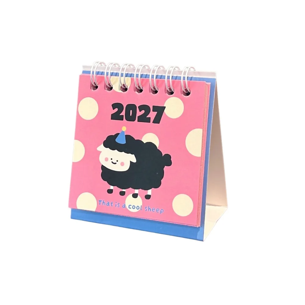 Paper Material 2027 Mini Desk Calendar Portable Design Sheep Lamb 2027 Flip Calendar Animal Puppy Creative