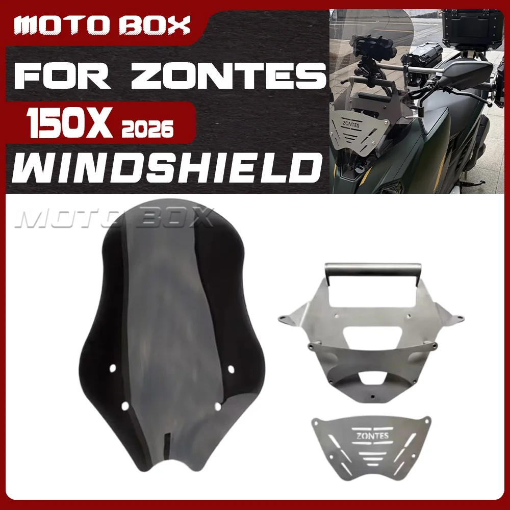 

Прозрачное ветровое стекло для ZONTES 150X 2026 года, серебристый и черный кронштейн и накладка для X 150 150X