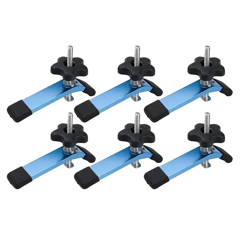 AEE2-6Pack T-Track Hold Down Clamp With T Bolts & Silder,Aluminum Alloy T Track Clamps For Woodworking