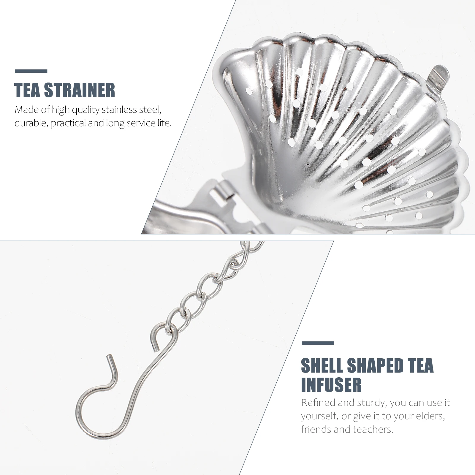 

3Pcs Shell Shaped Tea Infusers Stainless Steel Filter Tool High Temperature Resistance Home Office Tea Strainer