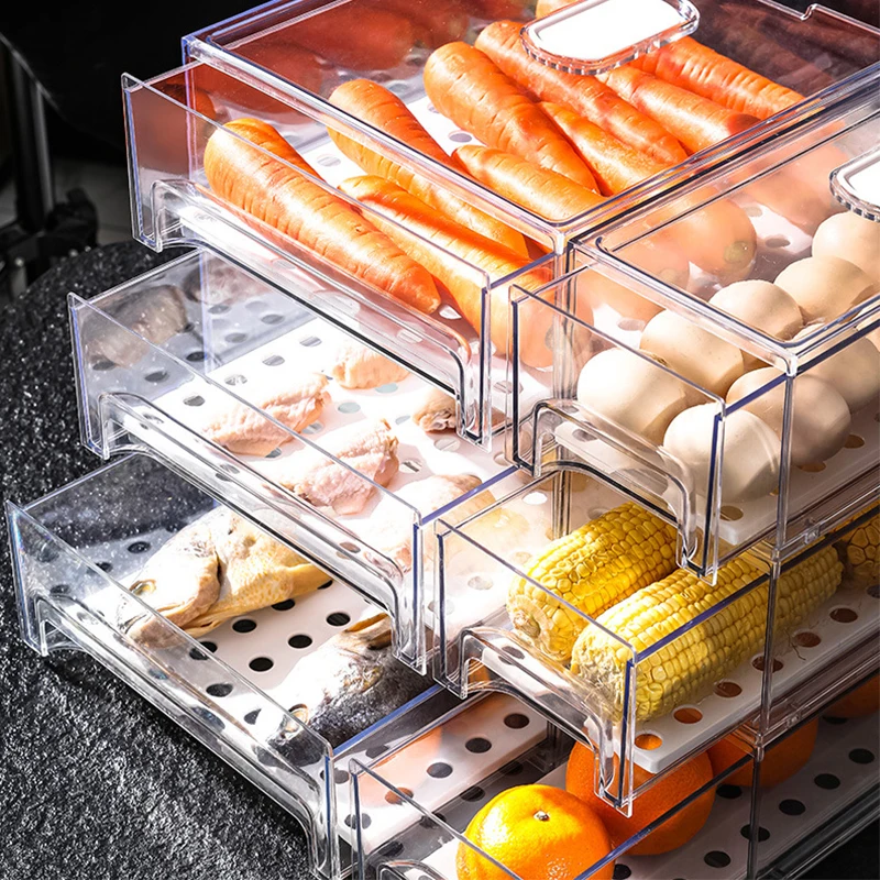 Organizers Refrigerator Storage Box Multifunctionalwith Drawer Transparent Pet Food Preservation Frozen Dumplings for Home