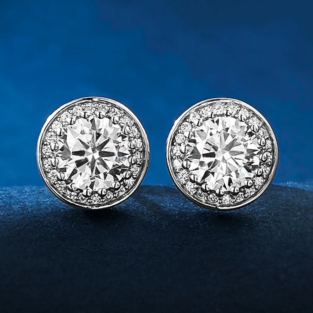 PuBang Fine Jewelry 925 Sterling Silver Round Drop Earrings Full Gem Created Moissanite for Women Anniversary Gift Drop Shipping