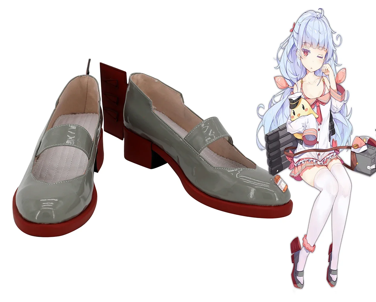 

Azur Lane USS Nicholas Cosplay Shoes Grey Boots Custom Made Any Size