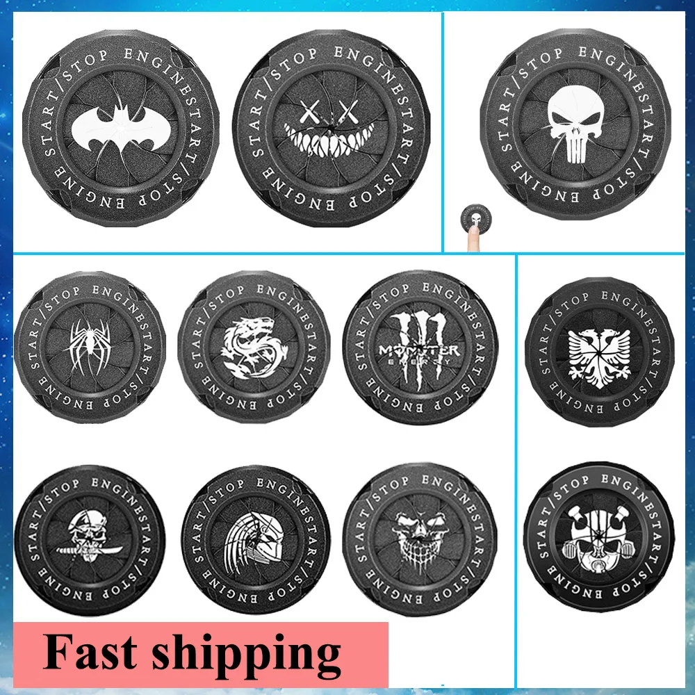 Car One-Touch Rotary Start Button Cover Metal Car Ignition Switch Protection Cap Motorcycle Start Ring Cover Car Interior Decor