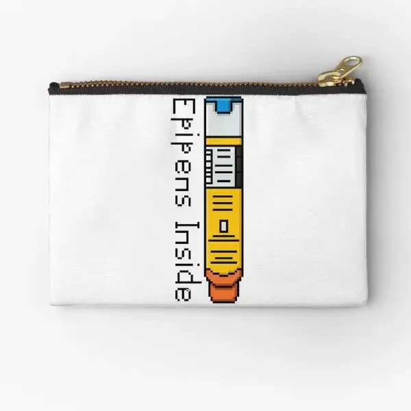 Epipens Inside Food Allergy Awareness  Zipper Pouches Pure Cosmetic Bag Packaging Storage Coin Panties Key Small Pocket