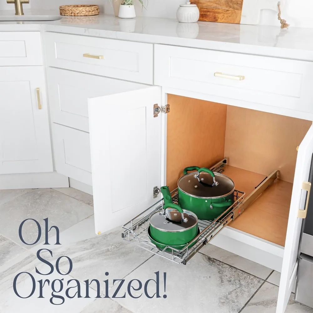 

Pull Out Cabinet Organizer, Heavy Duty Caddy w/-30”W x 21”D - Requires