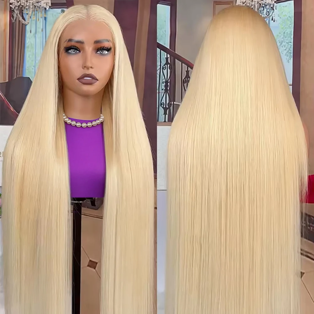 

13x6 HD Transparent Full Frontal Lace 613 Honey Blonde Straight Human Hair Wigs 250% 13x4 Lace Front Wigs For Women 36 40 Inches