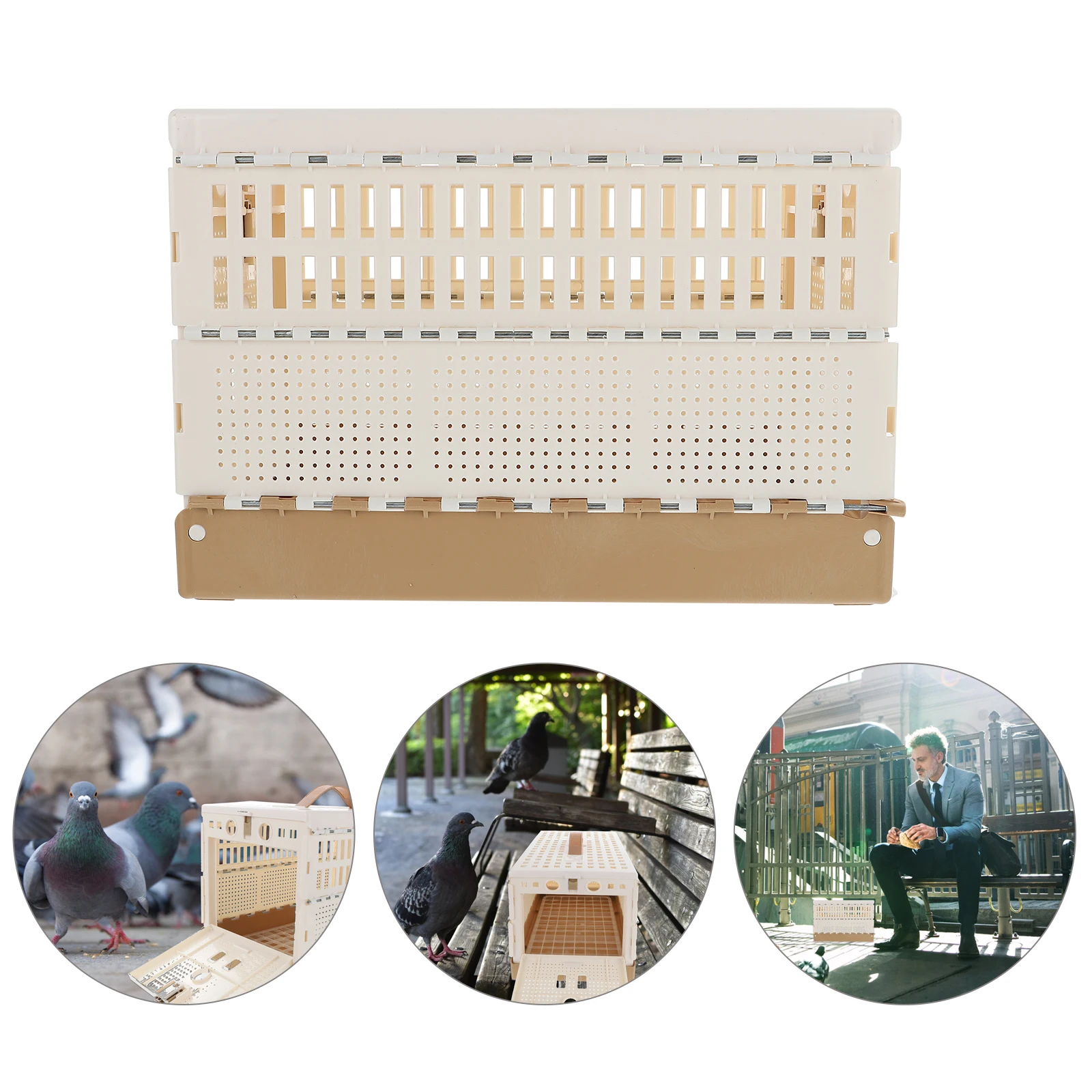 

Plastic Foldable Pigeon Cage with Removable Tray Scratch Resistant Door for Safe Transportation Nest Multi