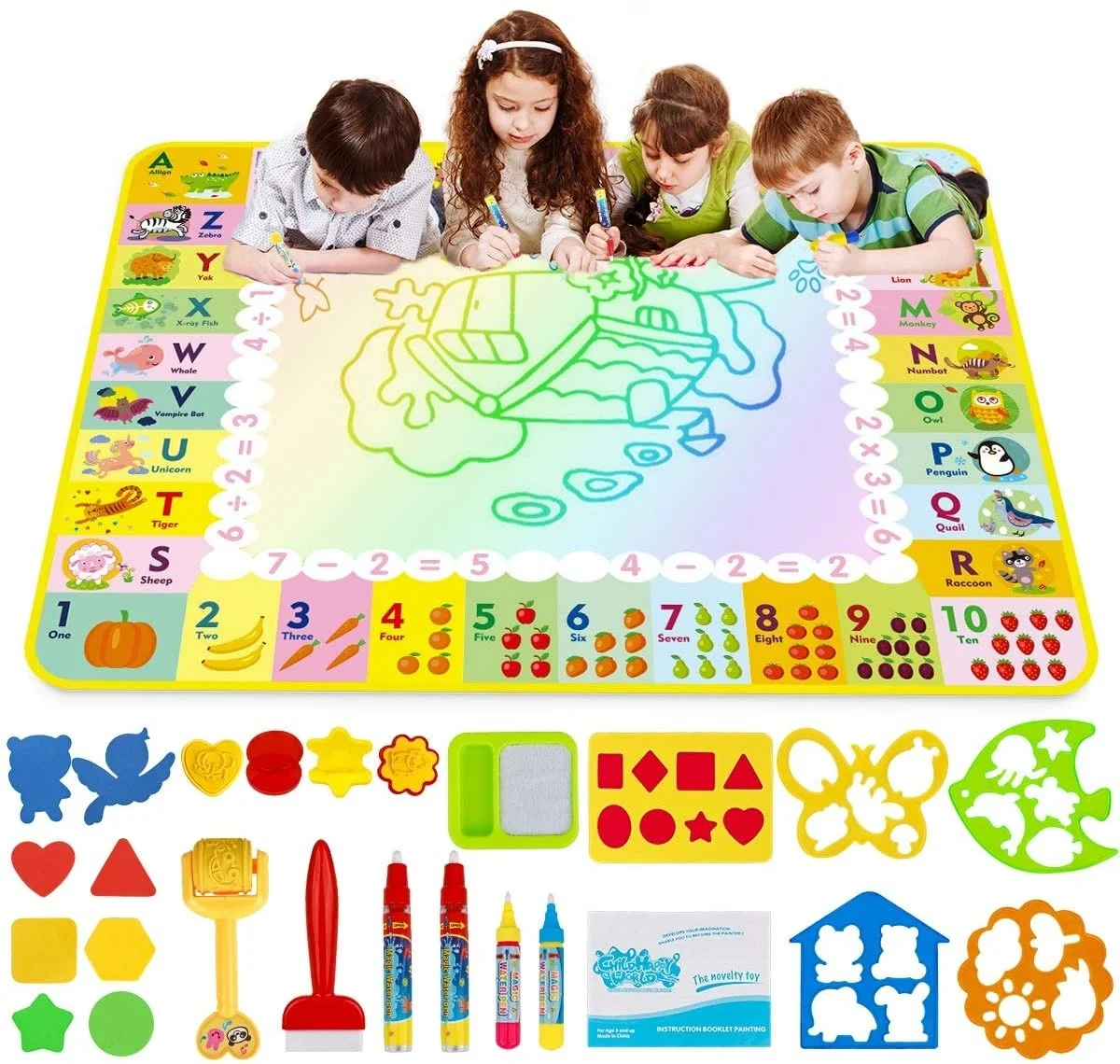 Esteira para crianças com canetas, brinquedos montessorianos, tábua de pintura, brinquedos educativos, doodle para colorir