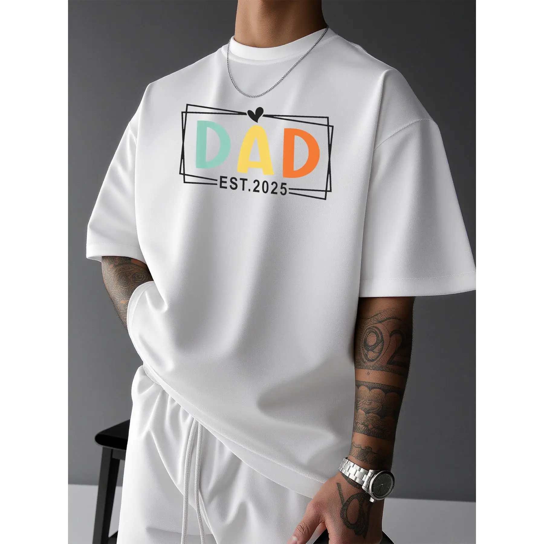 

Men's 2025 Graphic T-Shirt - 100% Cotton Casual Short Sleeve Tee, Comfort Fit Round Neck, Father's Day Gift Idea for Spring/Summ